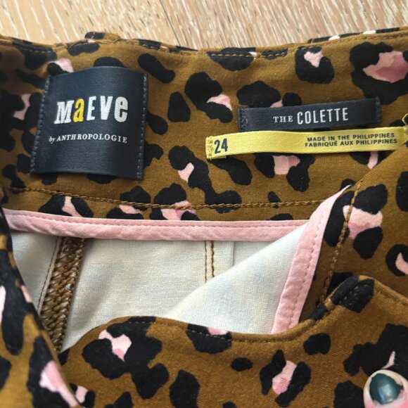 Anthropologie Maeve Leopard Colette Ponte Crop Wide-Leg Pants (Size 24) - Picture 4 of 4